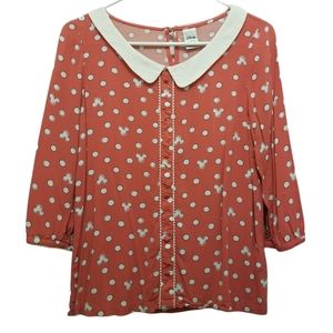 Disney LC Lauren Conrad Polka Dot Collared Shirt